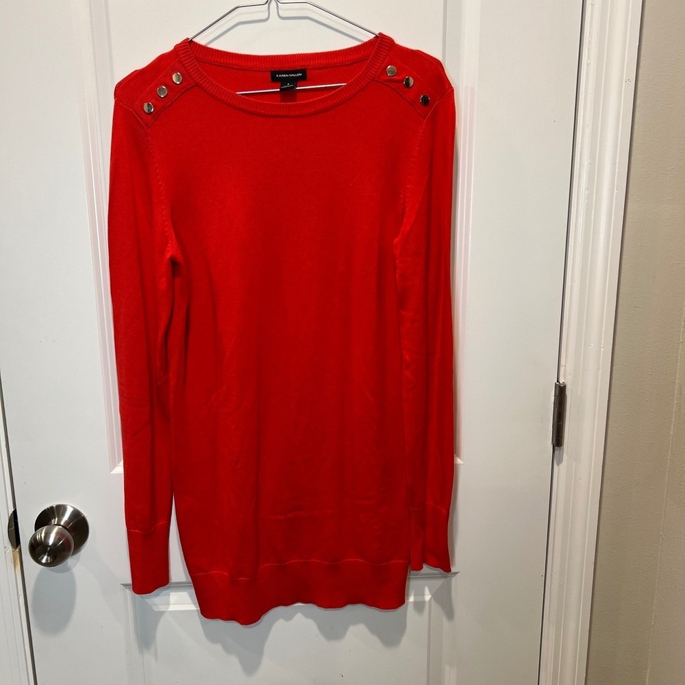 Karen Millen Womens Sweater Shoulder Button Accents Red Size S